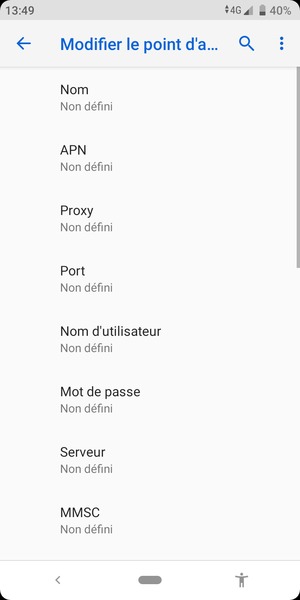 Saisissez les informations Internet