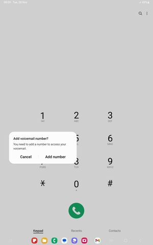 If your voicemail is not set up, select Add number