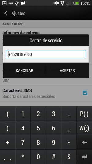 Introduzca el número de Centro de servicio y seleccione ACEPTAR