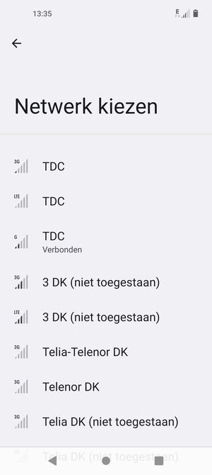 Selecteer een netwerkoperator uit de lijst