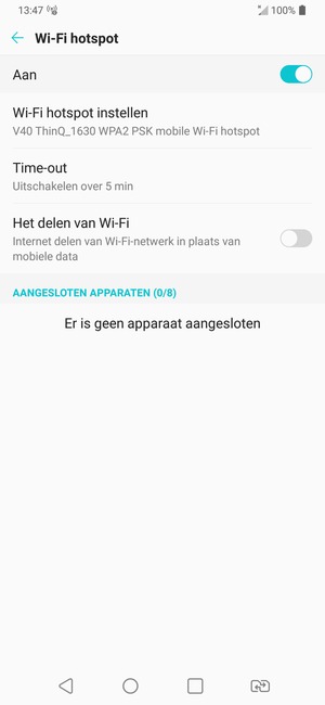 Uw telefoon is nu geïnstalleerd voor gebruik als modem