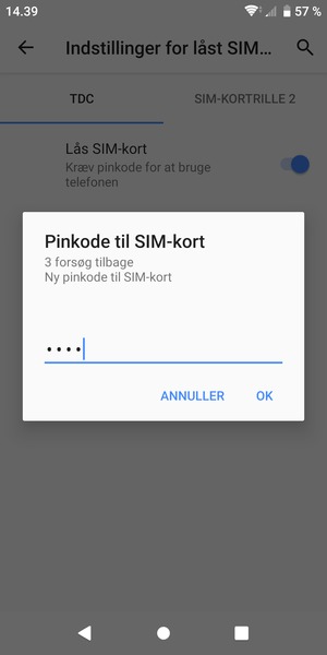 Indtast din Nye pinkode til SIM-kort og vælg OK