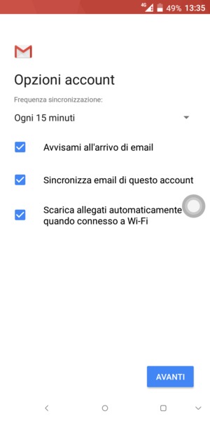 Seleziona AVANTI