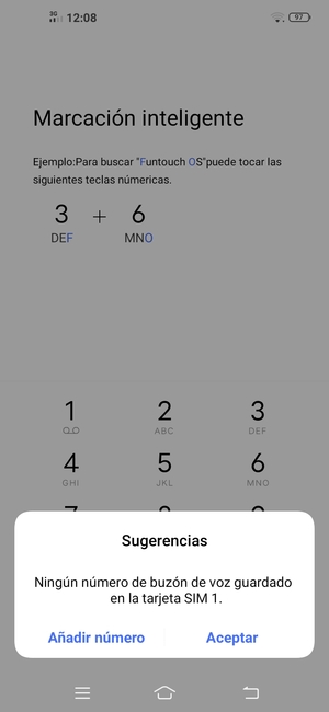 Si el correo de voz no está configurado, seleccione Aceptar