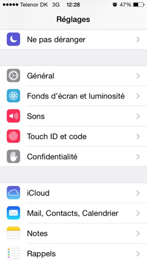 Sélectionnez Touch ID et code