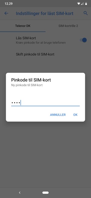 Indtast Ny pinkode til SIM-kort og vælg OK