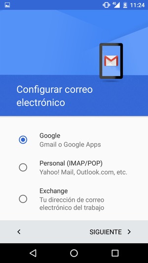 Seleccione Google y luego seleccione SIGUIENTE