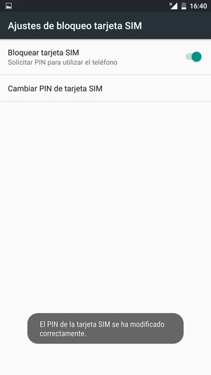 Su PIN de la tarjeta SIM ha sido cambiado