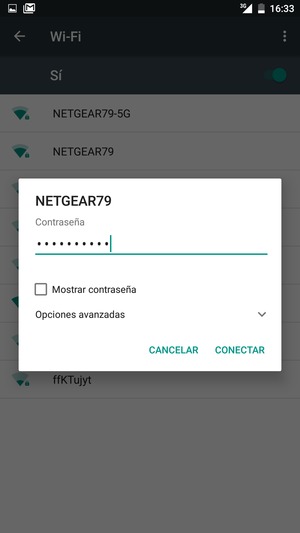 Introduzca la contraseña de Wi-Fi y seleccione CONECTAR
