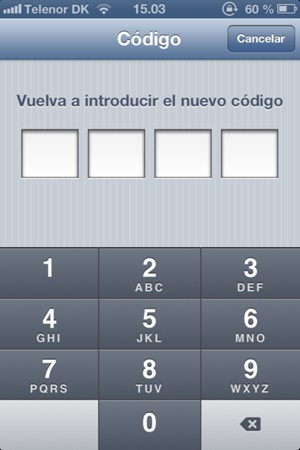 Vuelva a introducir su nuevo código de acceso