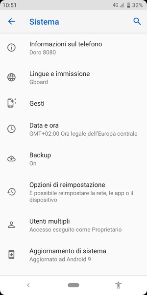 Seleziona Aggiornamento di sistema
