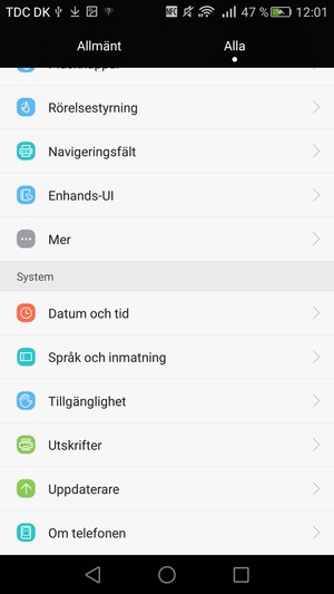Scrolla till och välj Uppdaterare