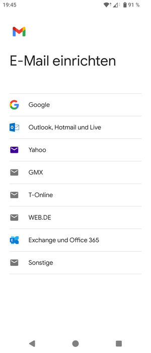 Wählen Sie Google