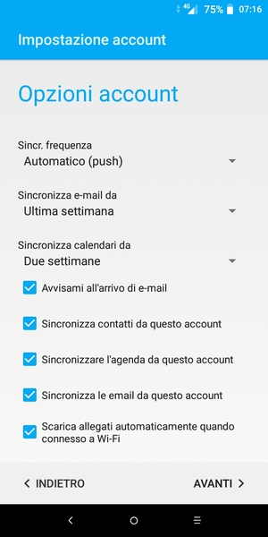 Seleziona AVANTI