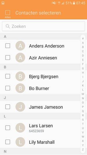 Vink het selectievakje Alles aan