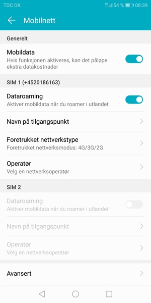 Slå Dataroaming på eller av