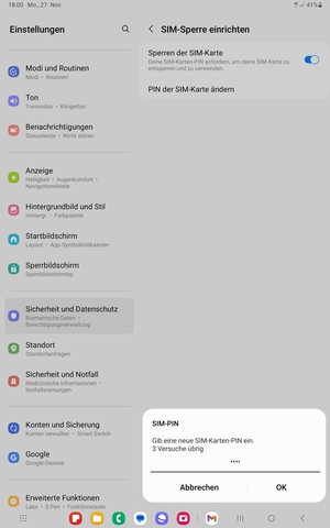 Geben Sie Ihre Neue PIN der SIM-Karte ein und wählen Sie OK