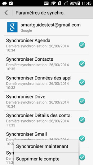 Sélectionnez Synchroniser maintenant