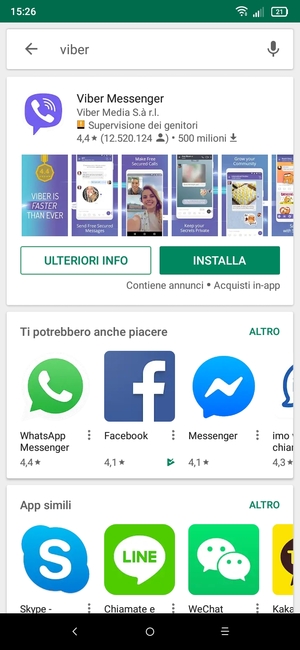 Seleziona l'applicazione