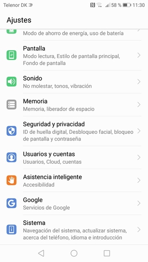 Desplácese y seleccione Sistema