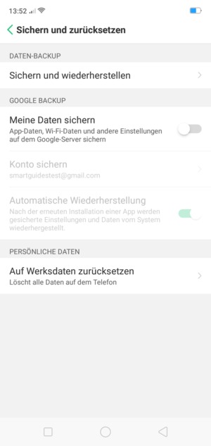 Schalten Sie Meine Daten sichern ein