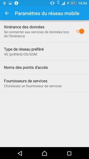 Activer ou désactiver Itinérance des données