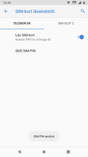 Din SIM PIN er nu ændret