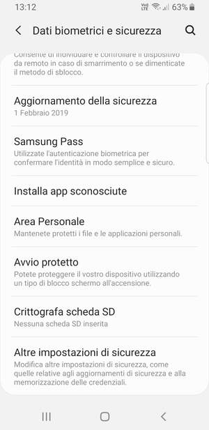 Scorri e seleziona Altre impostazioni di sicurezza