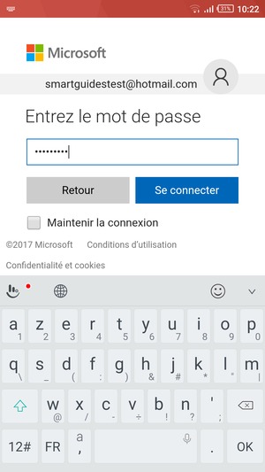 Saisissez votre mot de passe et sélectionnez Se connecter