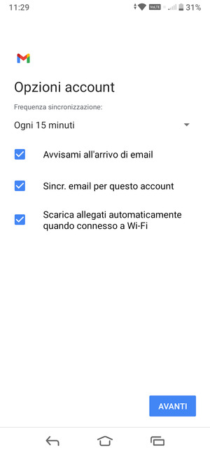 Seleziona AVANTI