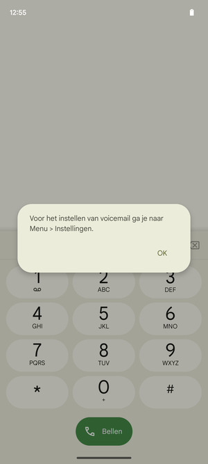 Als uw voicemail niet geïnstalleerd is, selecteert u OK