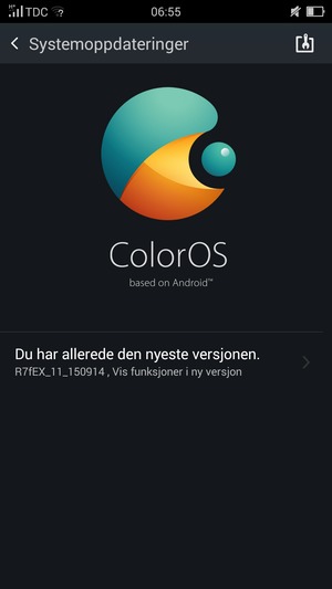 Hvis telefonen din er oppdatert, vil du se følgende skjermbilde.