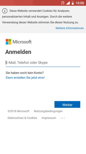 Geben Sie Ihre E-Mail-Adresse ein und wählen Sie Weiter