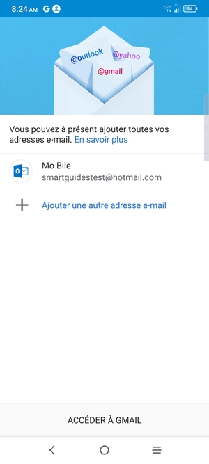 Sélectionnez ACCÉDER À GMAIL