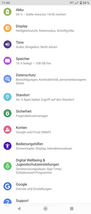 Scrollen Sie und wählen Sie Sicherheit