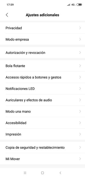 Seleccione Copia de seguridad y restablecimiento