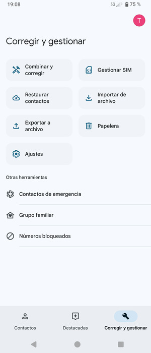 Seleccione Gestionar SIM