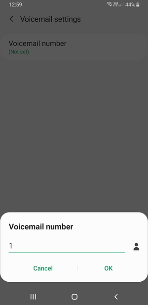 Enter the Voicemail number and select OK
