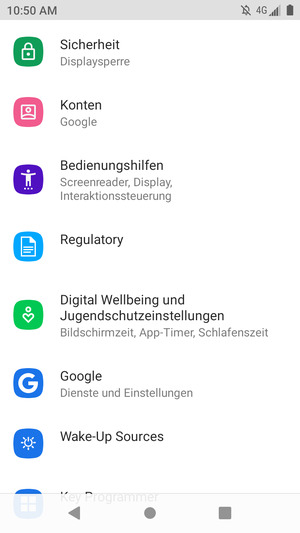 Scrollen Sie und wählen Sie Sicherheit