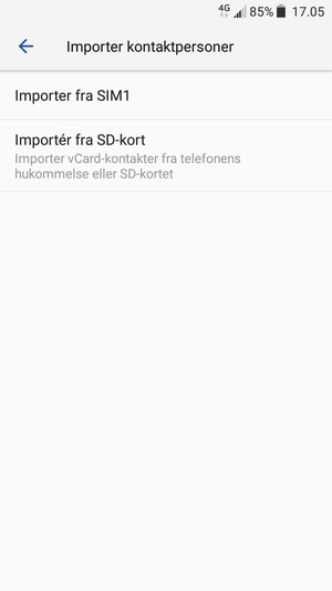 Vælg Importer fra SIM