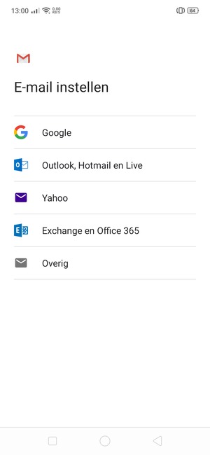 Selecteer Exchange en Office 365