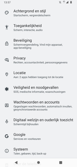 Scroll naar en selecteer Locatie