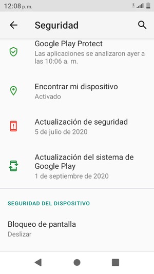 Desplácese y seleccione Bloqueo de pantalla