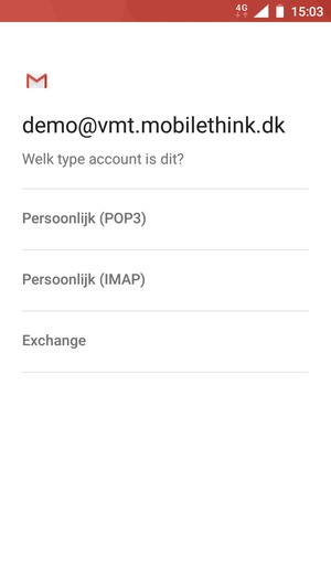 Selecteer Persoonlijk (POP3) of Persoonlijk (IMAP)