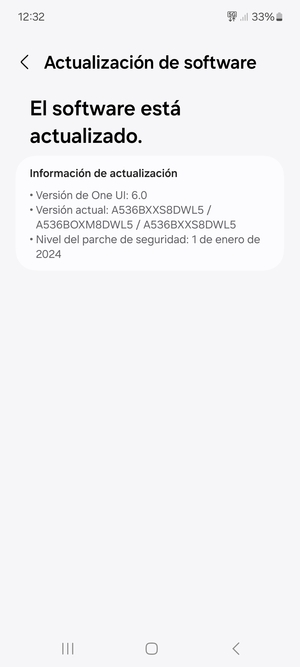 Si su teléfono está actualizado, verá la siguiente pantalla