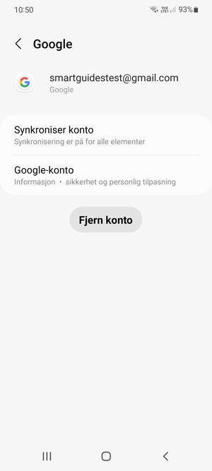 Velg Synkroniser konto