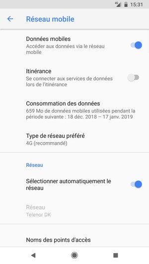 Sélectionnez Type de réseau préféré