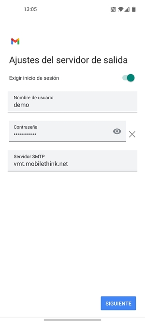 Introduzca la dirección de servidor saliente