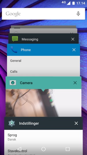 Swipe apps til højre for at lukke dem
