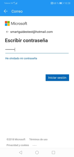 Introduzca su contraseña de Hotmail y seleccione Iniciar sesión